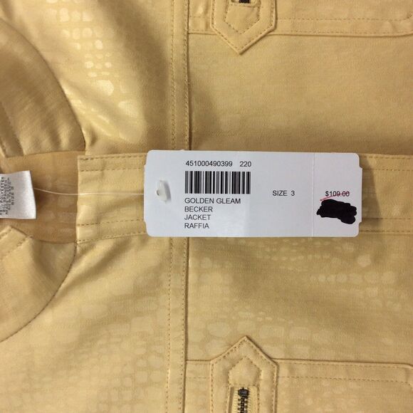Chico’s Jacket Women's Size 3 (US L) Golden Gleam Yellow Full Zip Becker Raffia - Picture 4 of 12